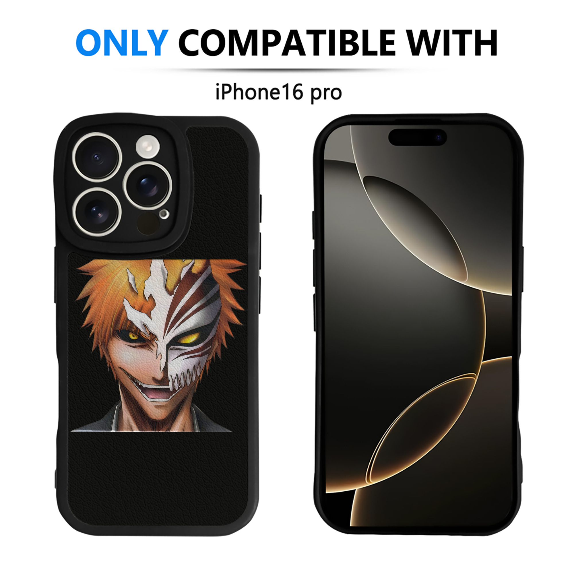 ブリーチ 黒崎一護（くろさき いちご）BLEACH Kurosaki Ichigo 【iPhone 16シリーズ対応】シリコンスマホケース（レザー調） 材質：シリコン